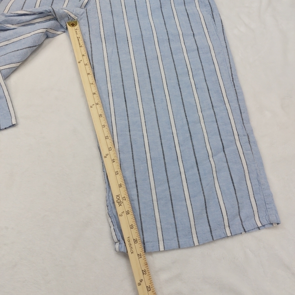 ARIZONA WOMENS BLUE STRIPED COTTON LINEN WIDE LEG PULL ON CAPRI PANTS SIZE XL - Picture 3 of 6